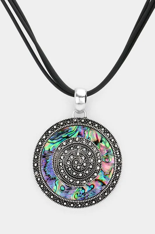Abalone Pendant Circle Necklace