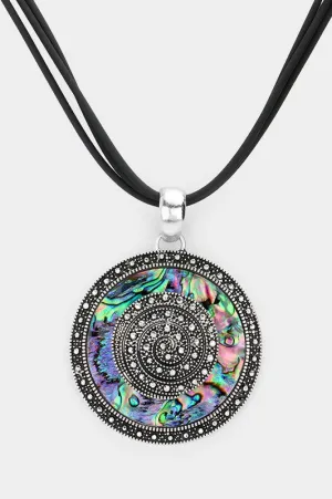 Abalone Pendant Circle Necklace