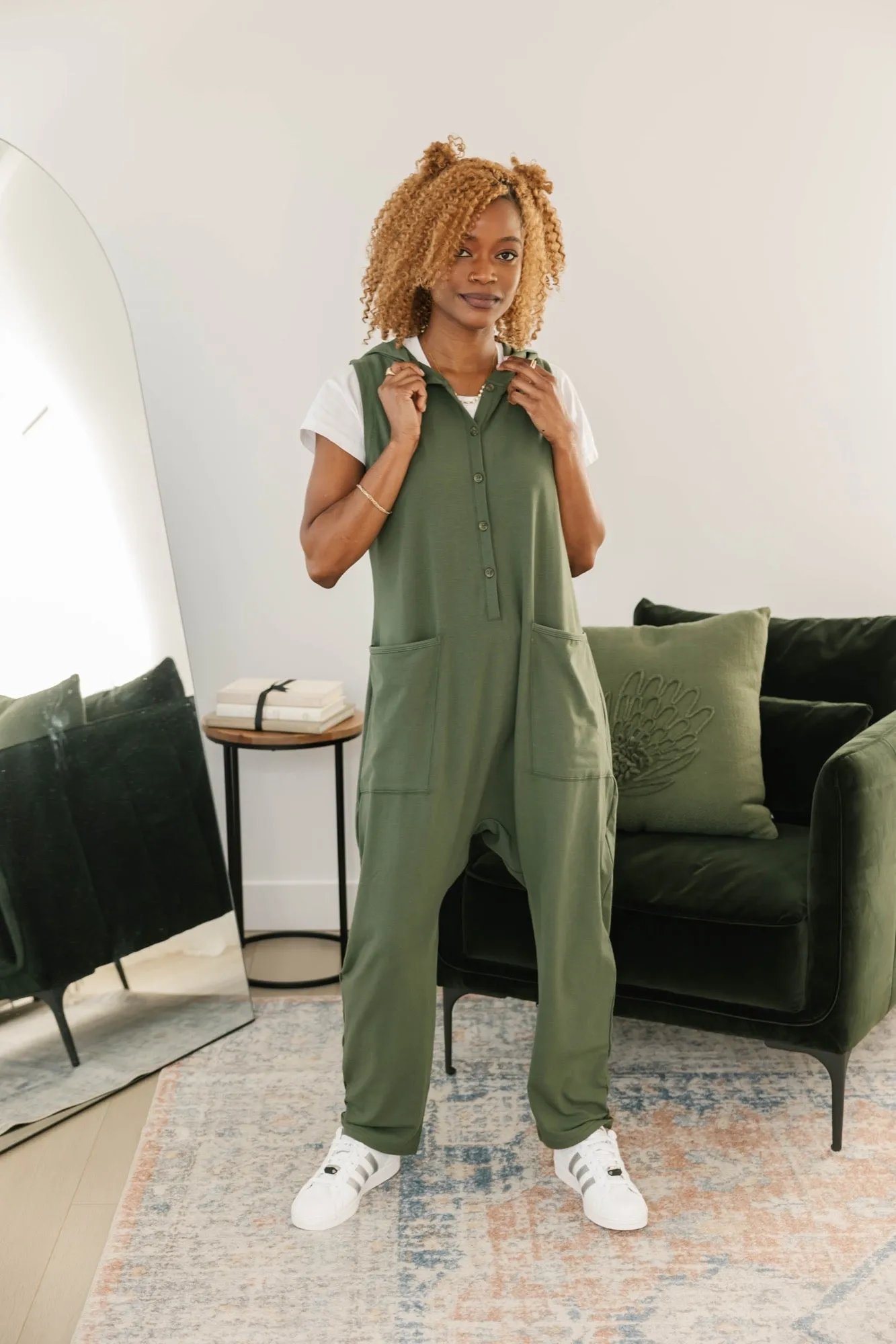 Abigael Henley Romper in Moss Green