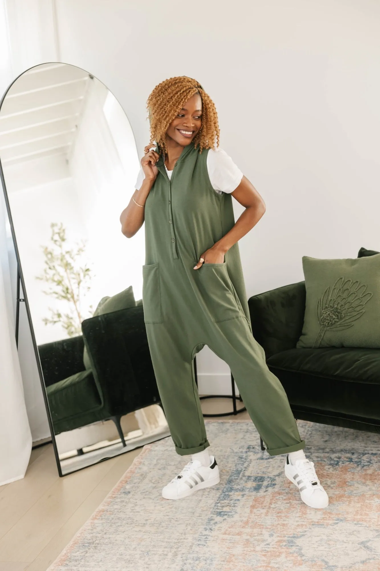 Abigael Henley Romper in Moss Green