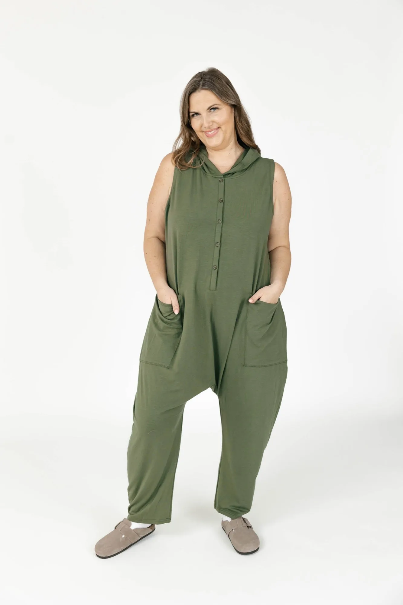 Abigael Henley Romper in Moss Green