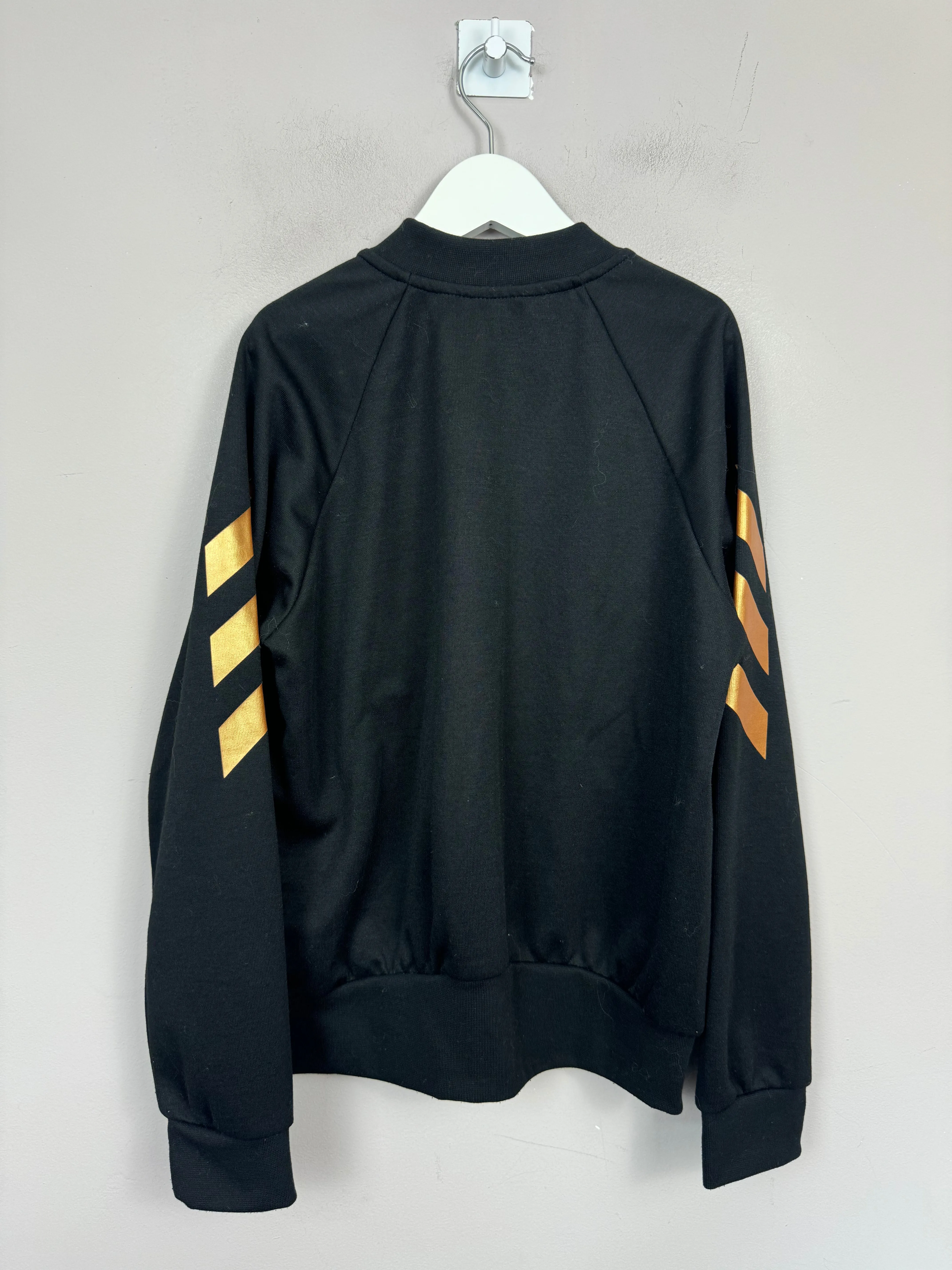 Adidas black/gold zip though tracksuit top 9-10y