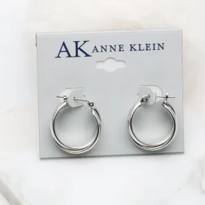AK simple silver tone hoop earrings