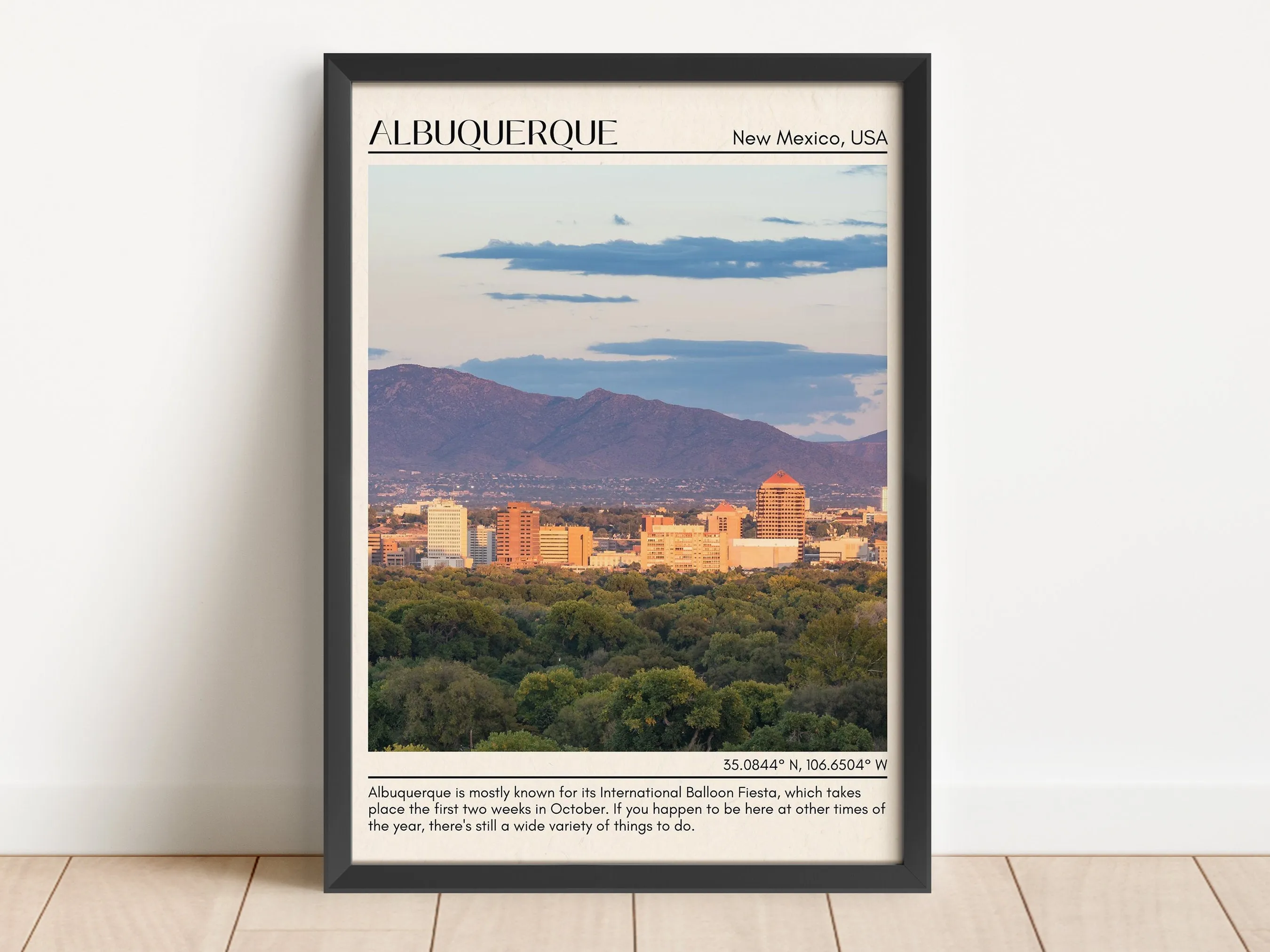 Albuquerque Minimal Wall Art, New Mexico, USA