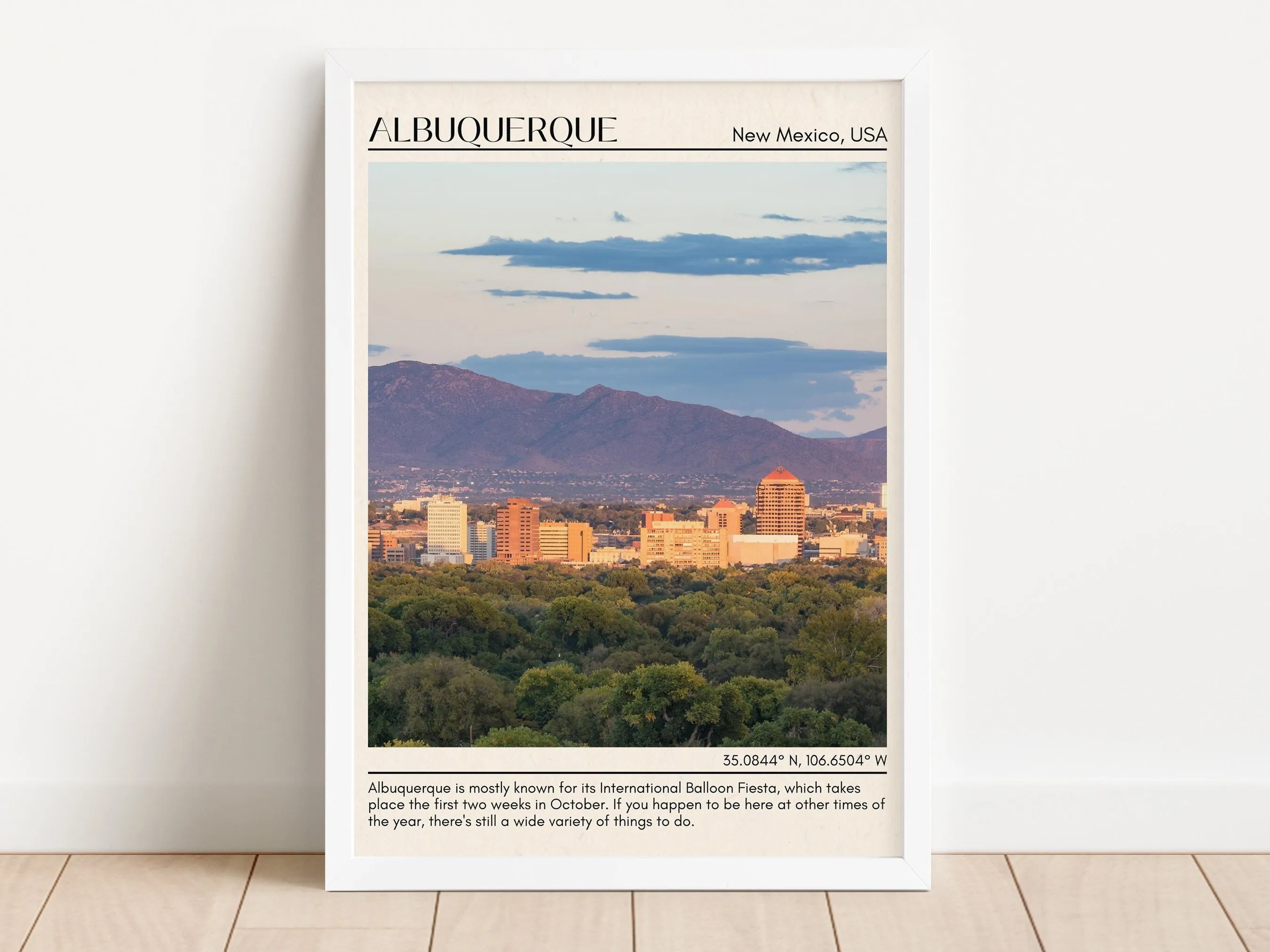Albuquerque Minimal Wall Art, New Mexico, USA