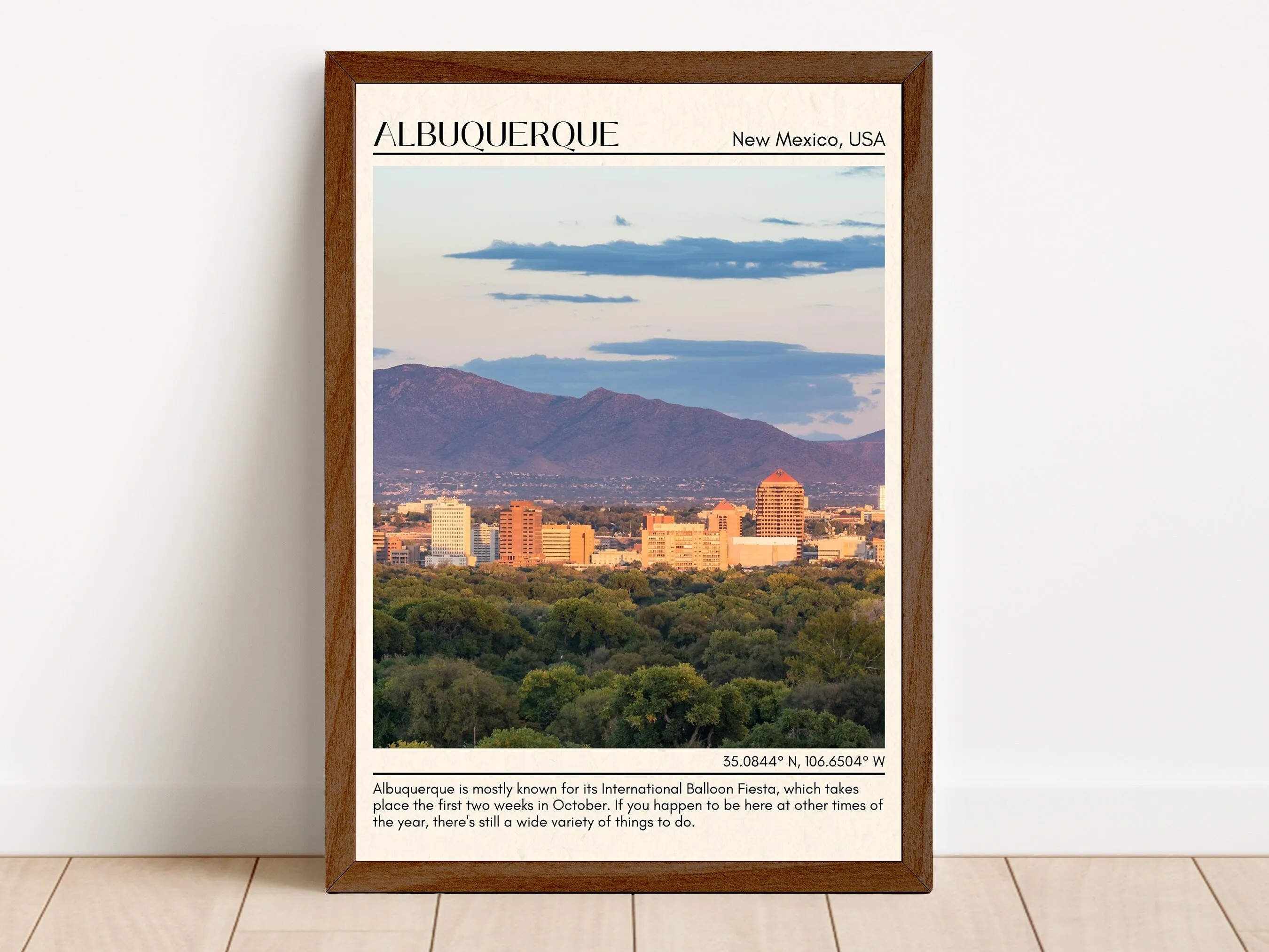 Albuquerque Minimal Wall Art, New Mexico, USA