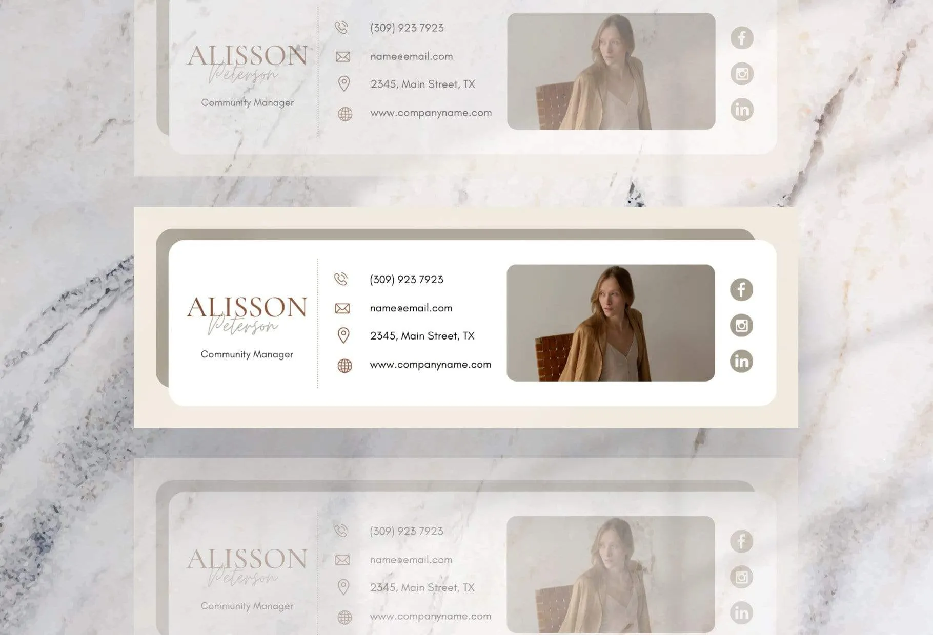 Alisson Email Signature Template Editable Canva Template Rose Gold