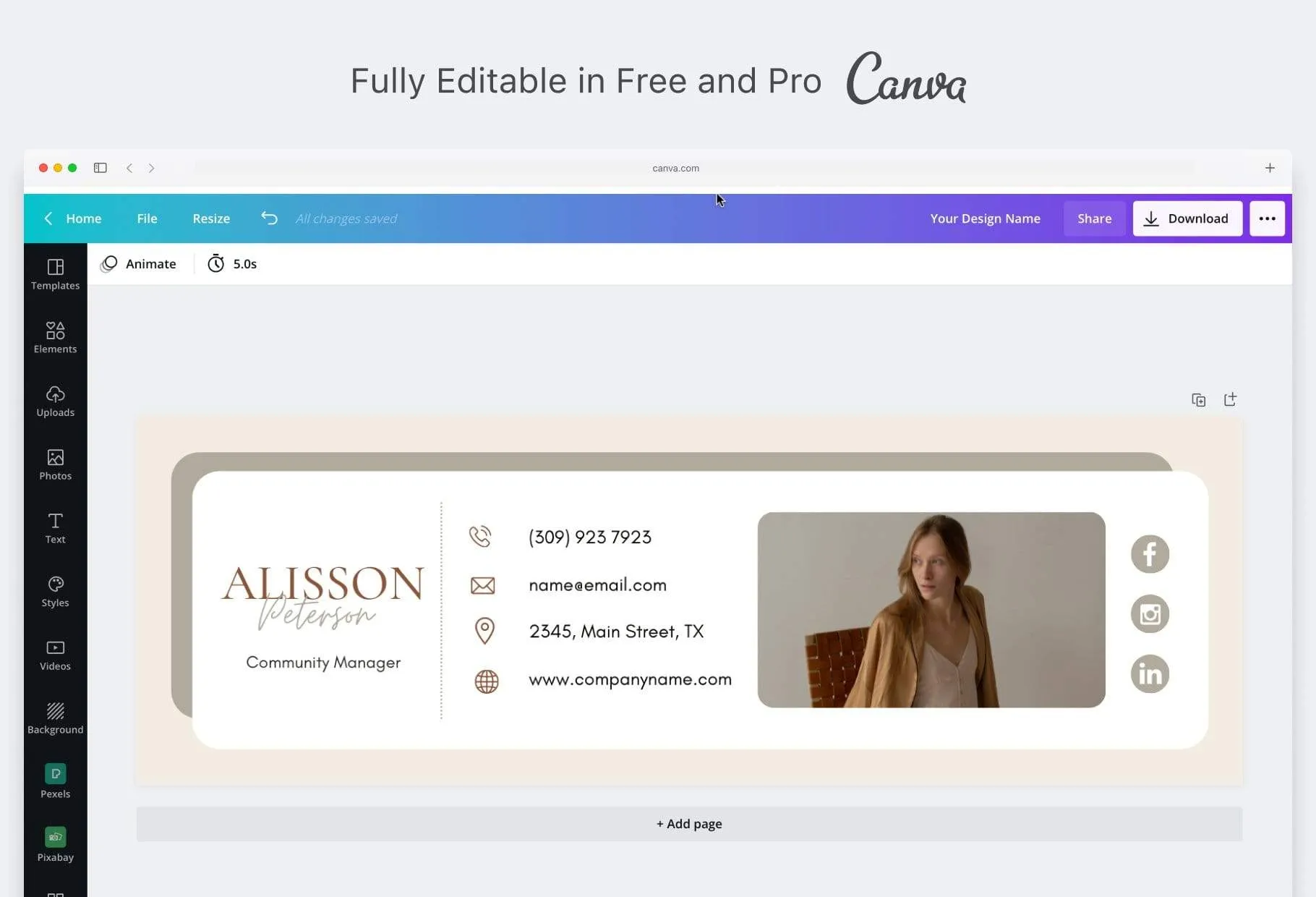 Alisson Email Signature Template Editable Canva Template Rose Gold