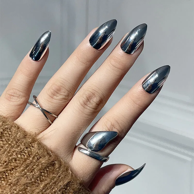 Almond Electroplated metallic bright silver