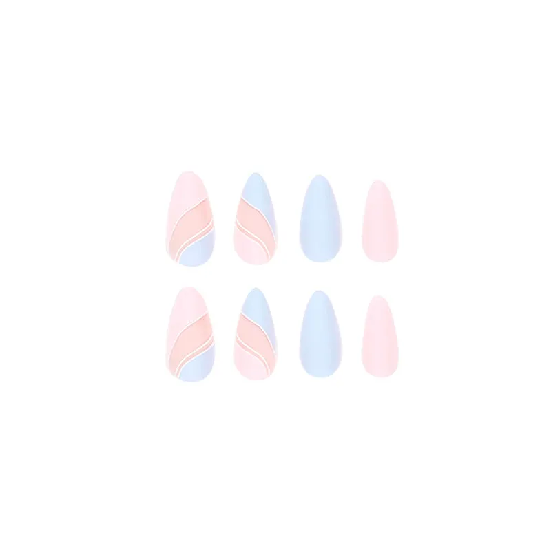 Almond matte pink blue waves