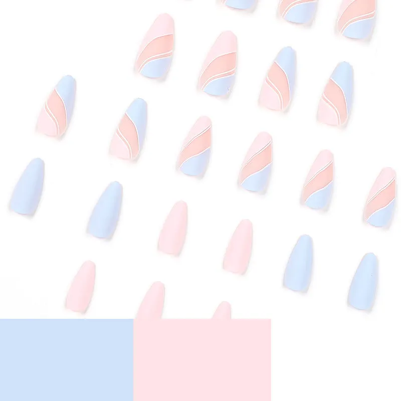 Almond matte pink blue waves