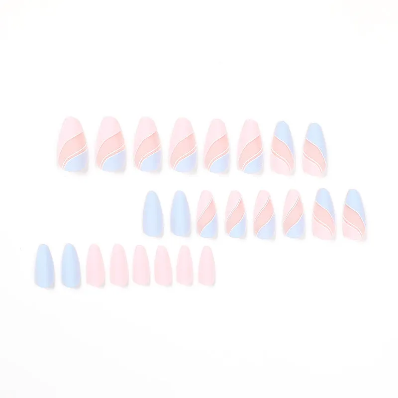 Almond matte pink blue waves