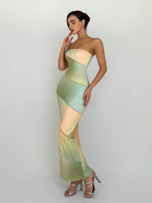 Aloruh Vestido ajustado colorido sin tirantes para mujer
