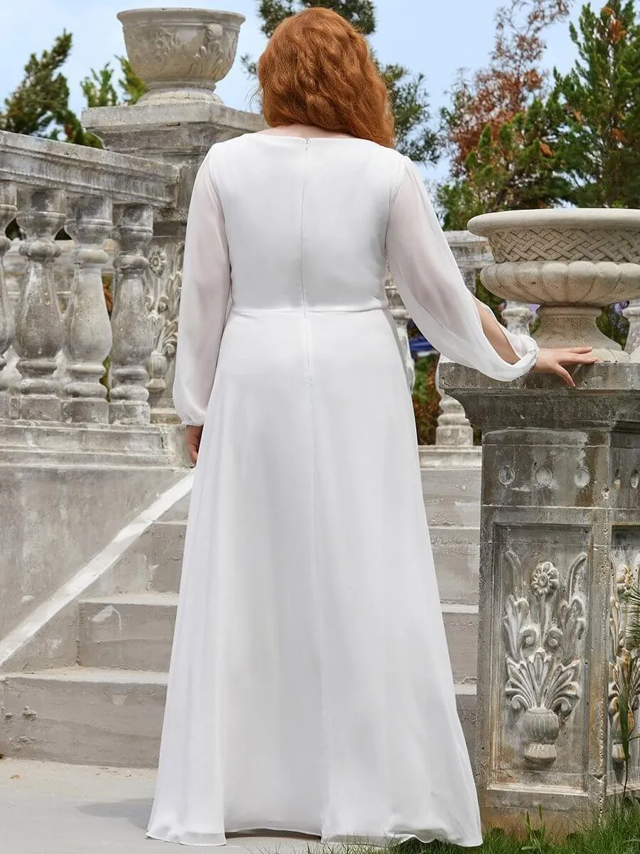 Amanda long sleeved chiffon wedding dress in Ivory