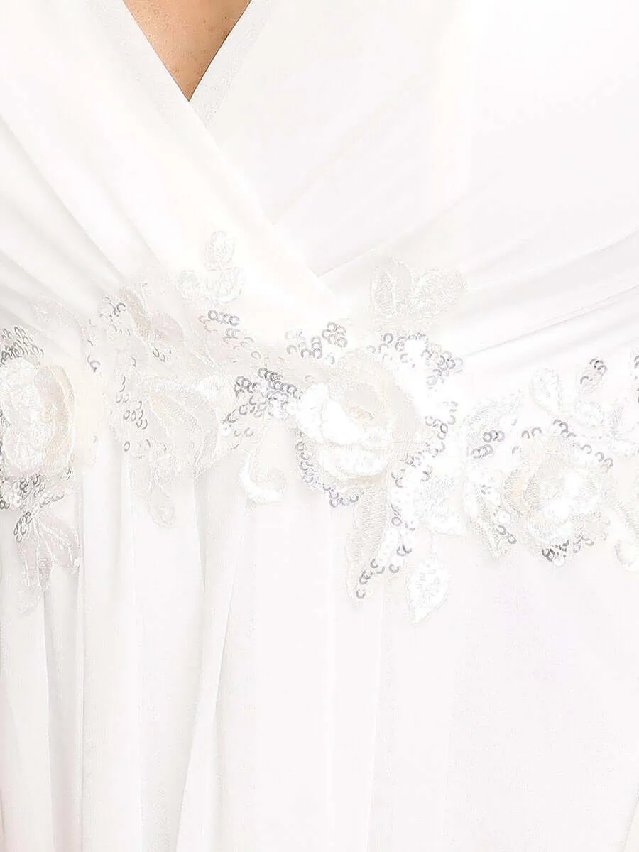 Amanda long sleeved chiffon wedding dress in Ivory