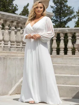 Amanda long sleeved chiffon wedding dress in Ivory