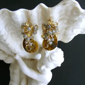 Ammonite Labradorite Citrine Topaz Cluster Earrings - Irielle V Earrings