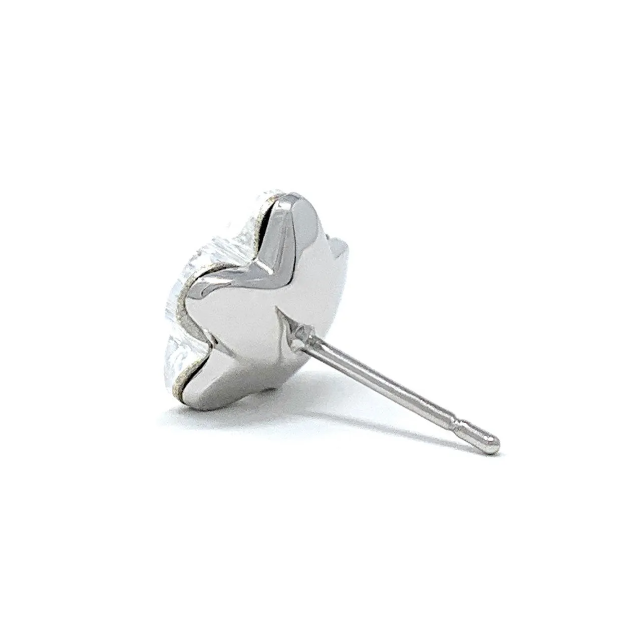 Anna Stud Earrings with White Clear Flower Crystals from Swarovski Silver Toned Rhodium Plated
