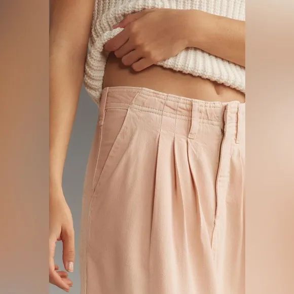 Anthropologie Pilcro Slouchy Trouser Maxi Skirt in pink size 12