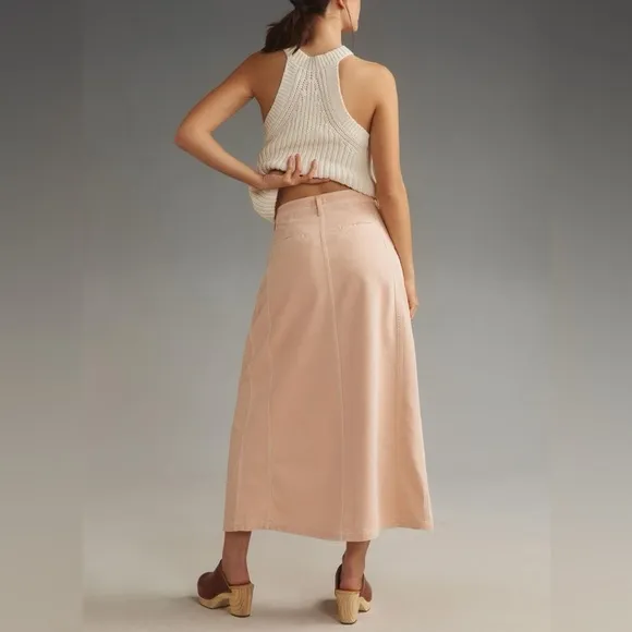 Anthropologie Pilcro Slouchy Trouser Maxi Skirt in pink size 12