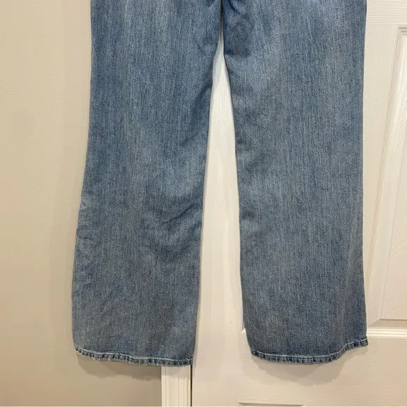 Anthropologie Pilcro The Laidback Flare Jeans Blue Denim Patchwork Size 26