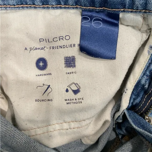Anthropologie Pilcro The Laidback Flare Jeans Blue Denim Patchwork Size 26