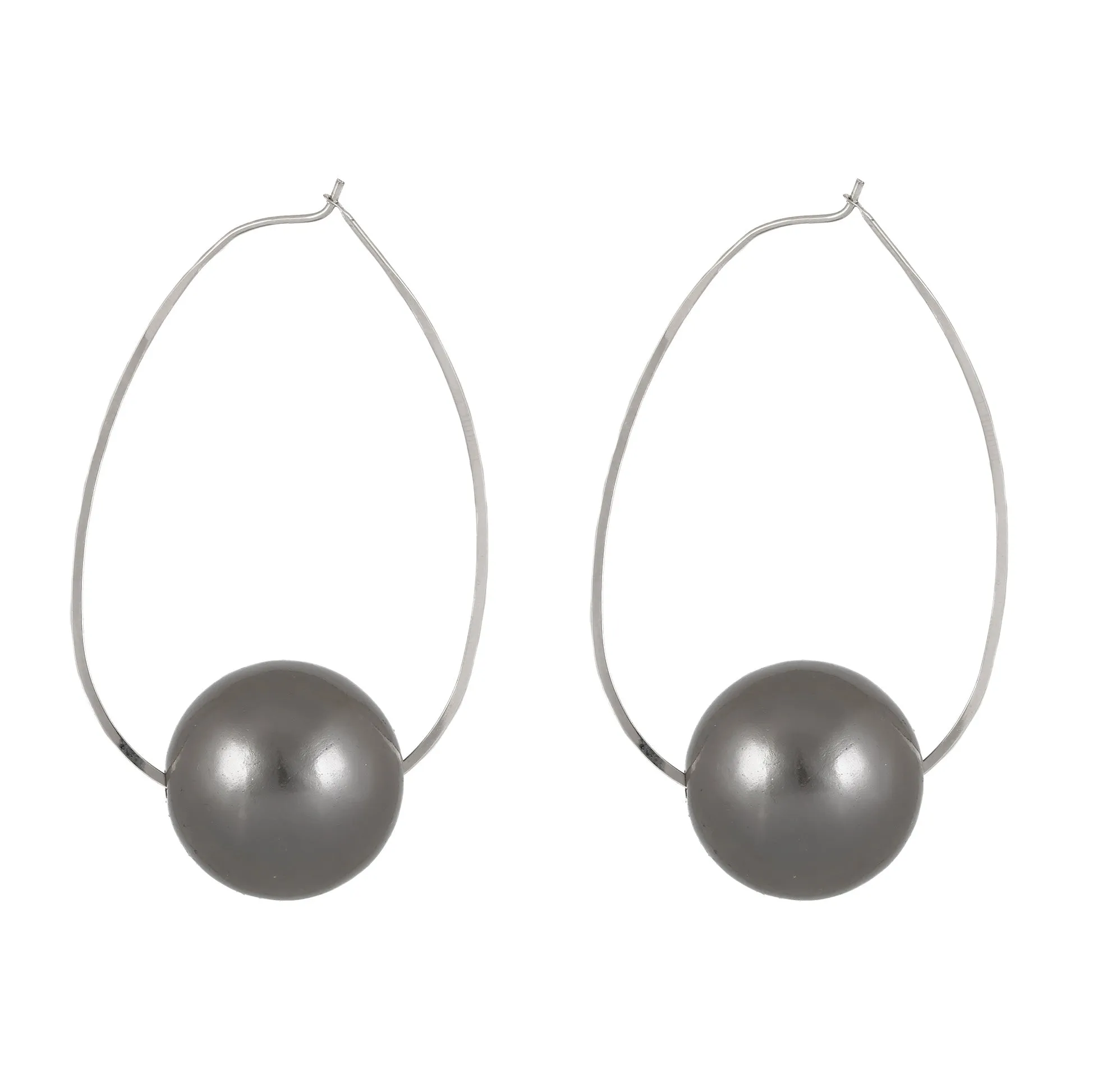 April dark gray ball earrings