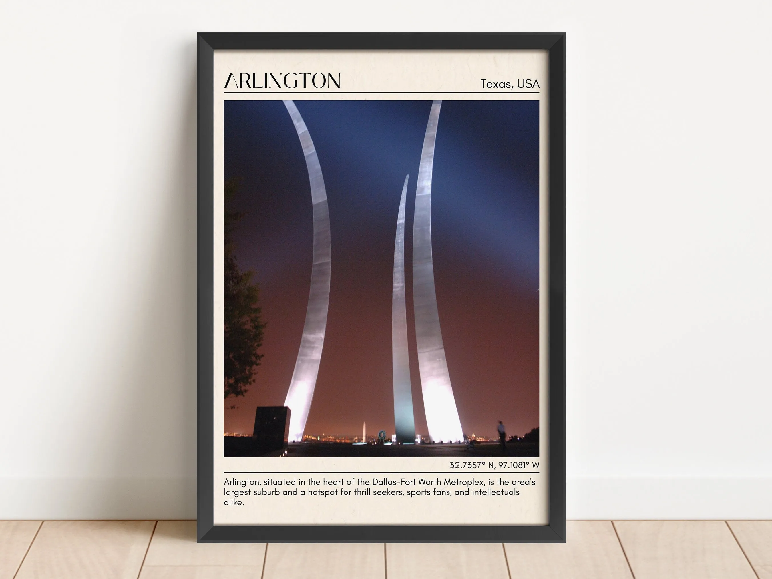 Arlington Minimal Wall Art, Texas, USA