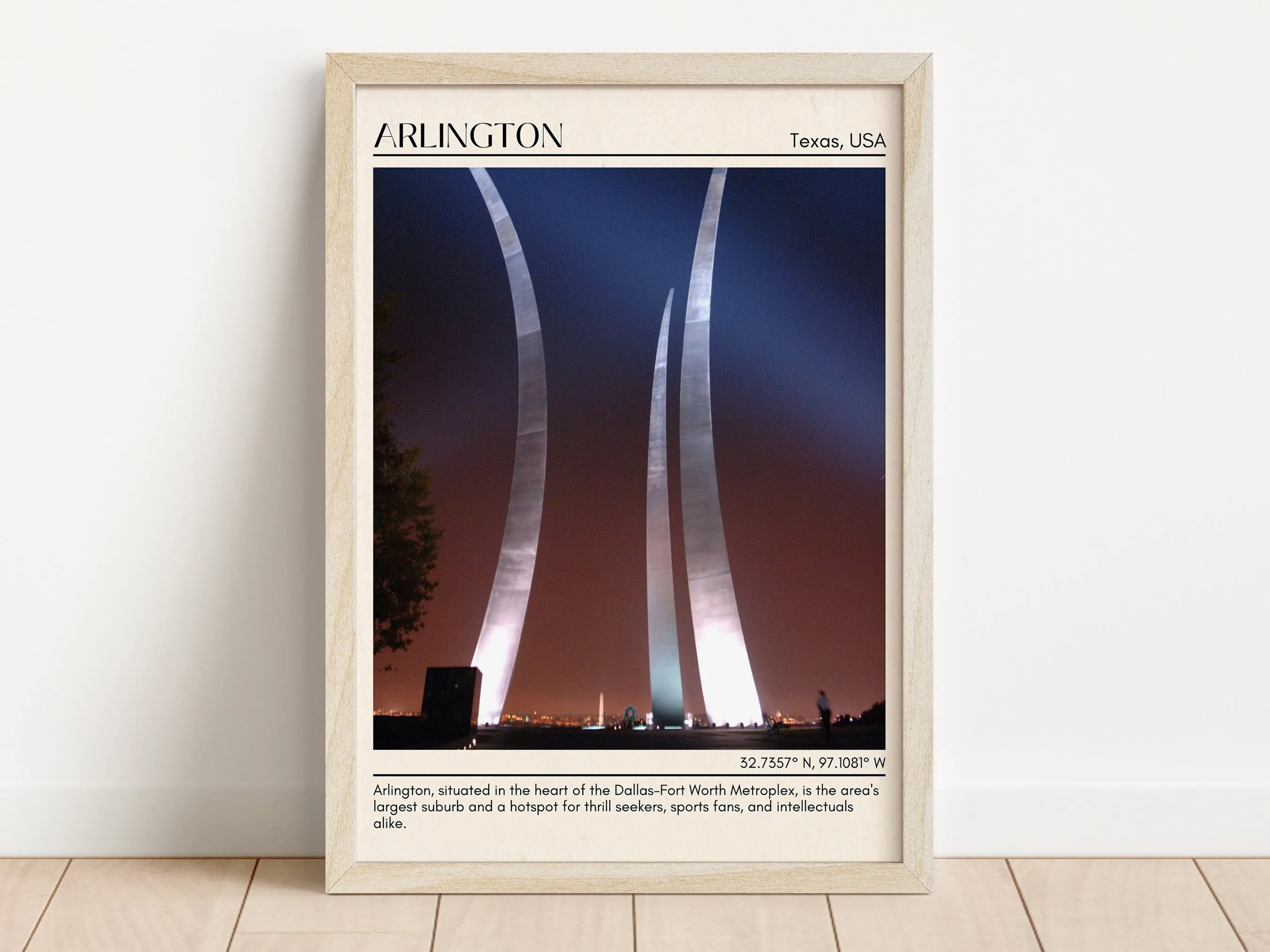 Arlington Minimal Wall Art, Texas, USA