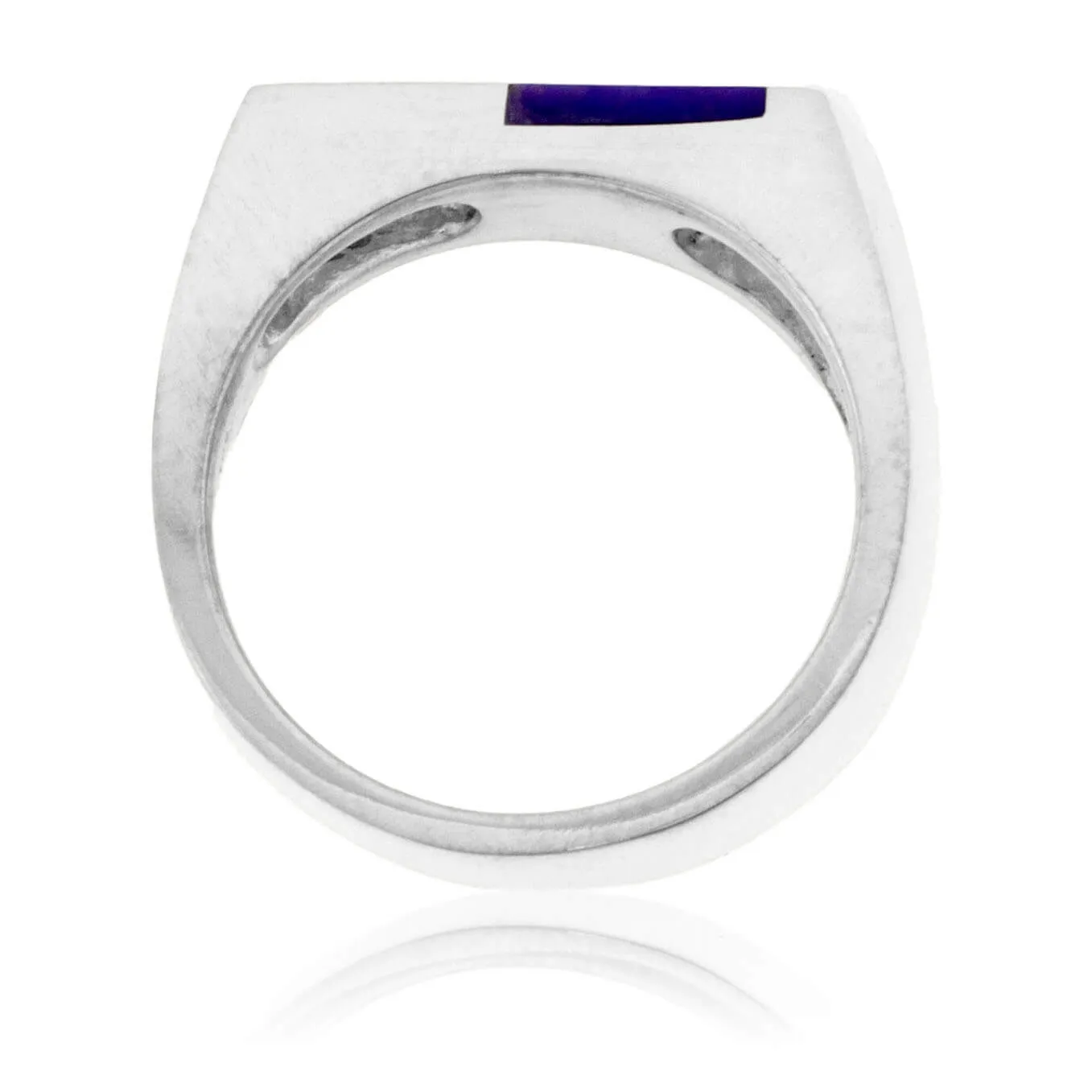 Asymmetric Style Simple Inlay Ring in Sterling Silver