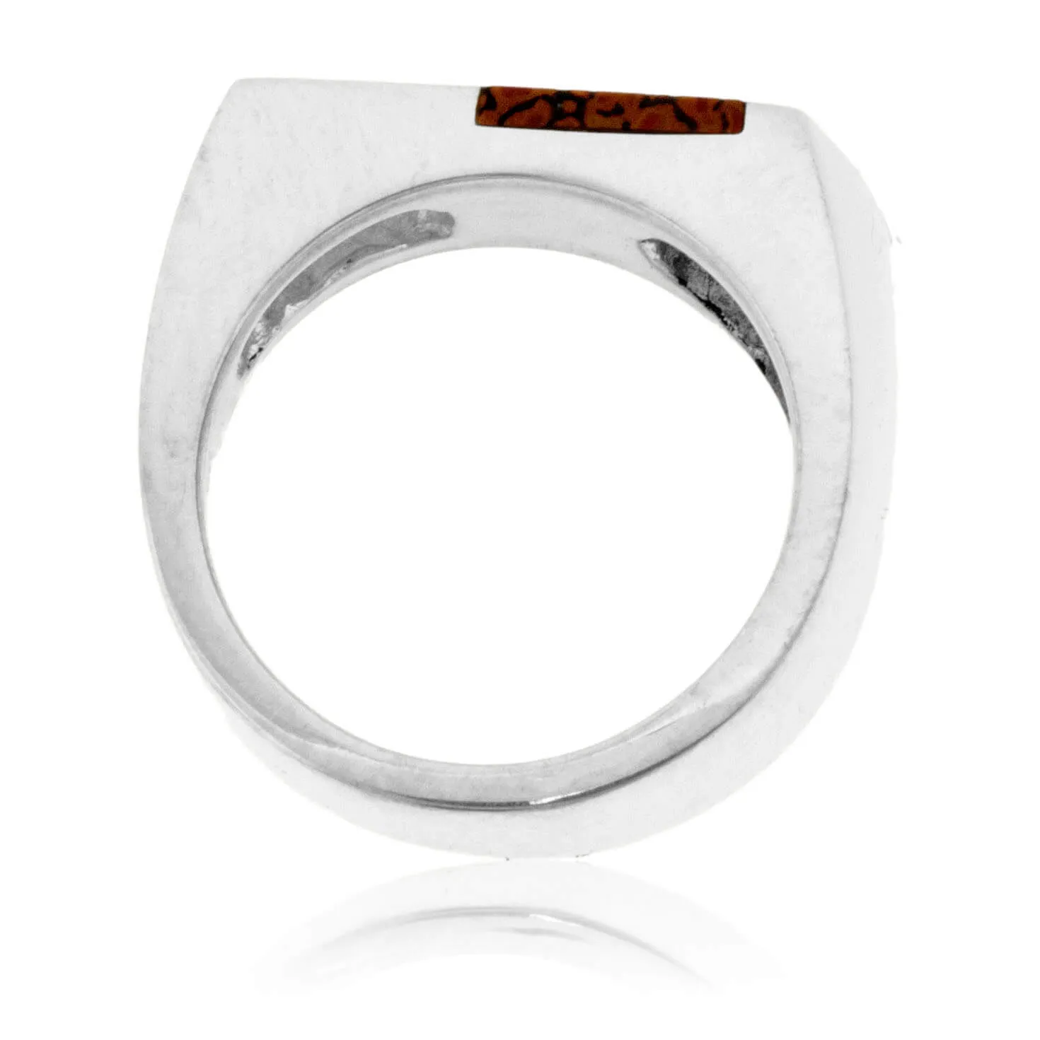 Asymmetric Style Simple Inlay Ring in Sterling Silver