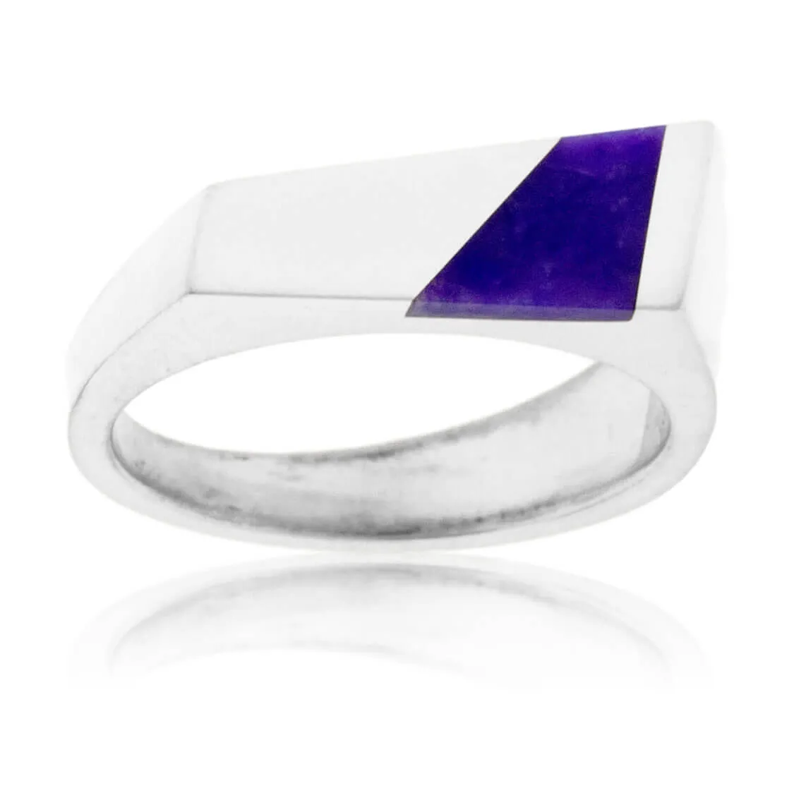 Asymmetric Style Simple Inlay Ring in Sterling Silver