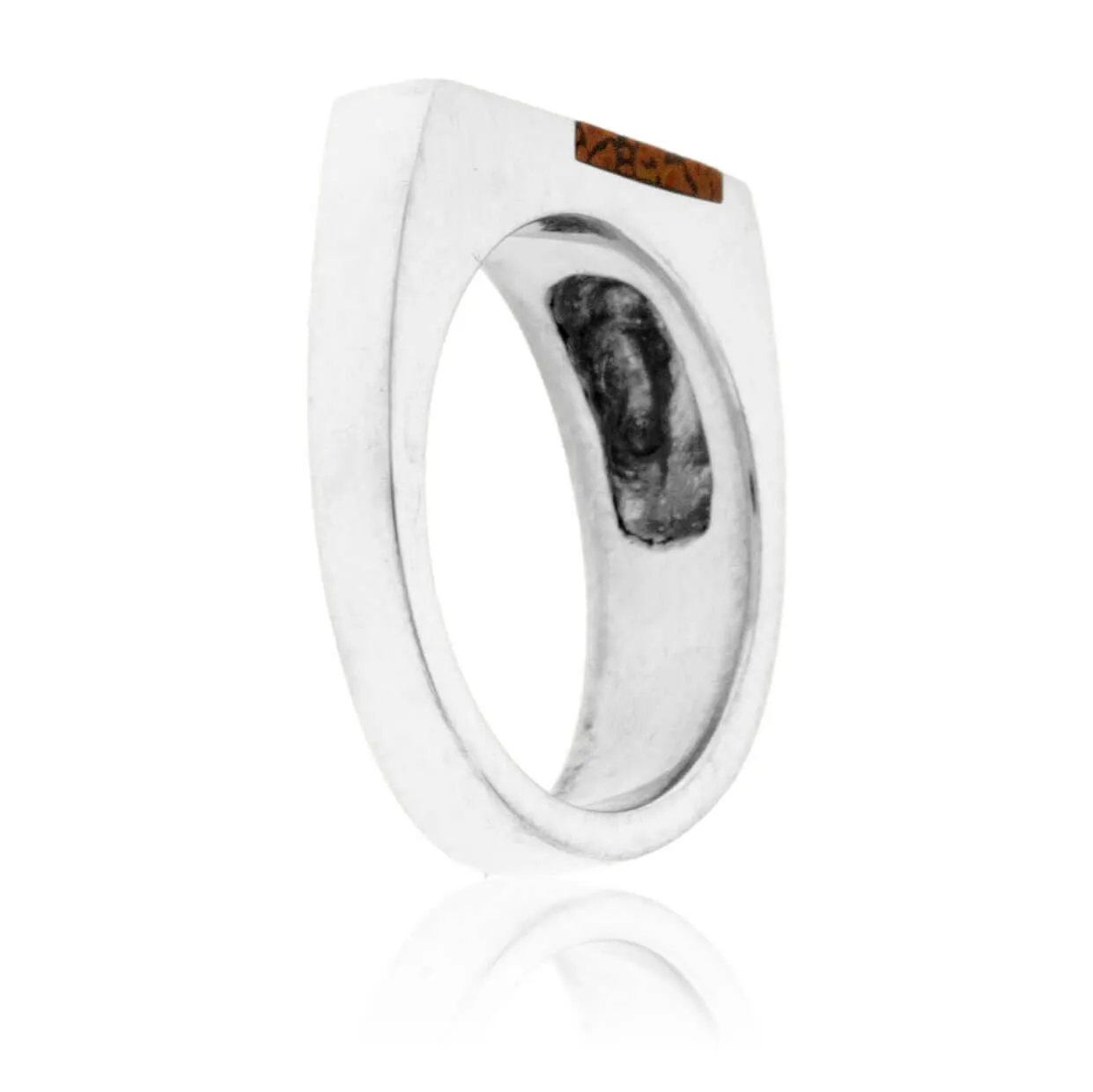 Asymmetric Style Simple Inlay Ring in Sterling Silver