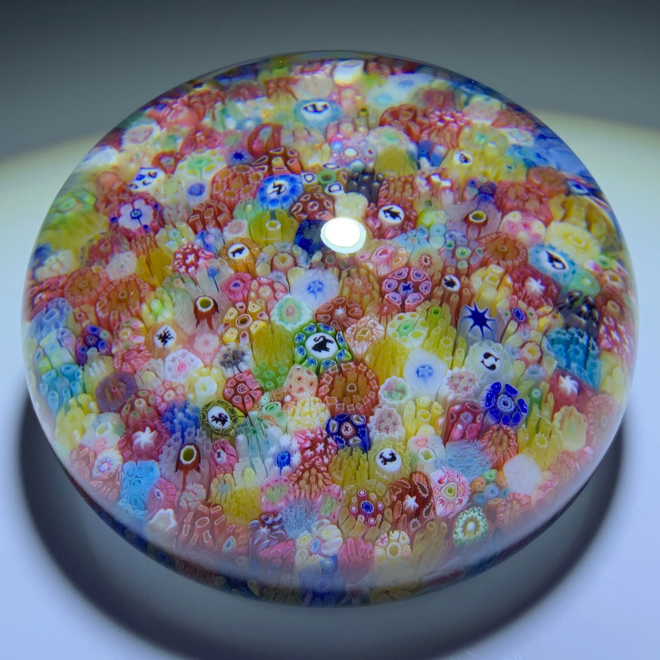 Baccarat 1970 Closepack Complex Millefiori “Church Weight” with Zodiac Silhouette Canes