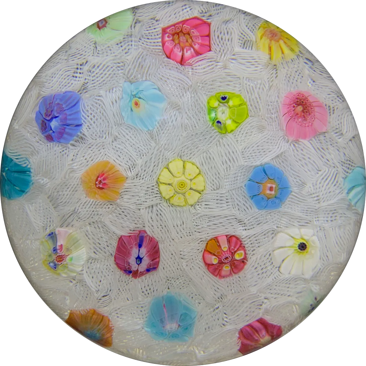 Baccarat 1971 Spaced Complex Millefiori on Upset Muslin Ground