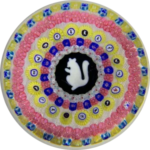 Baccarat 1972 Squirrel with Concentric Millefiori & Gridel Silhouettes