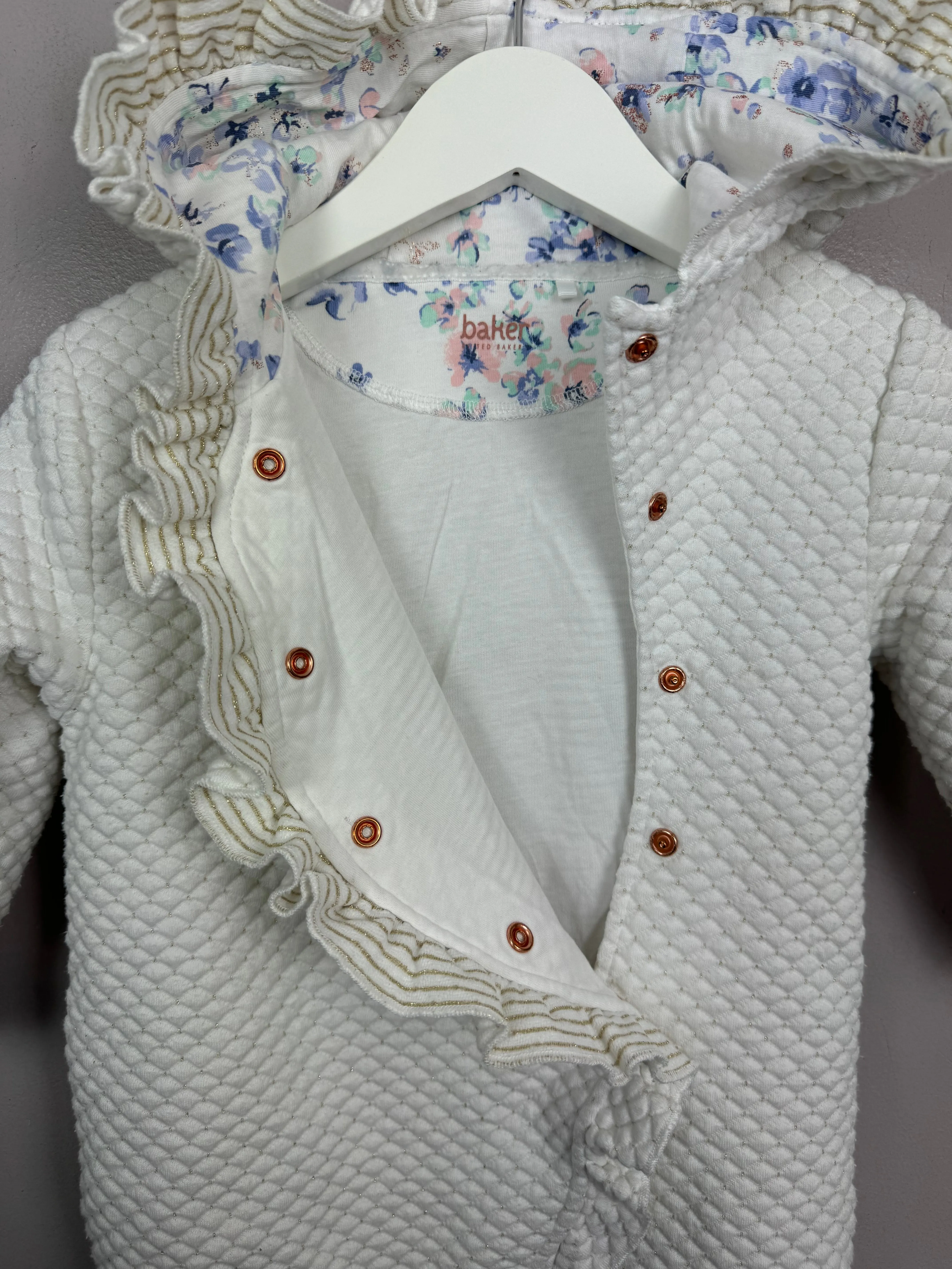 Baker White Quilted Snuggle suit 9-12m
