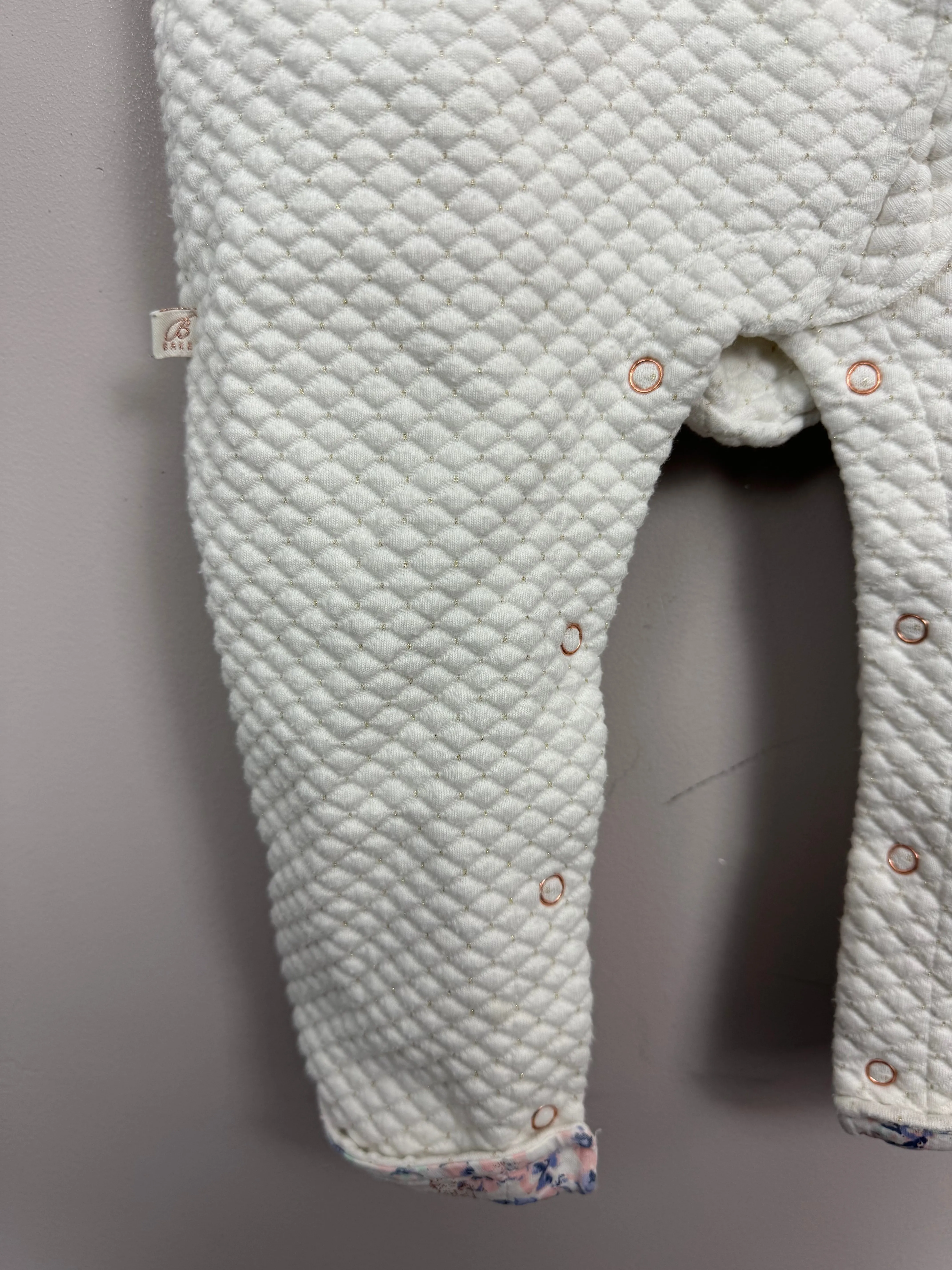 Baker White Quilted Snuggle suit 9-12m
