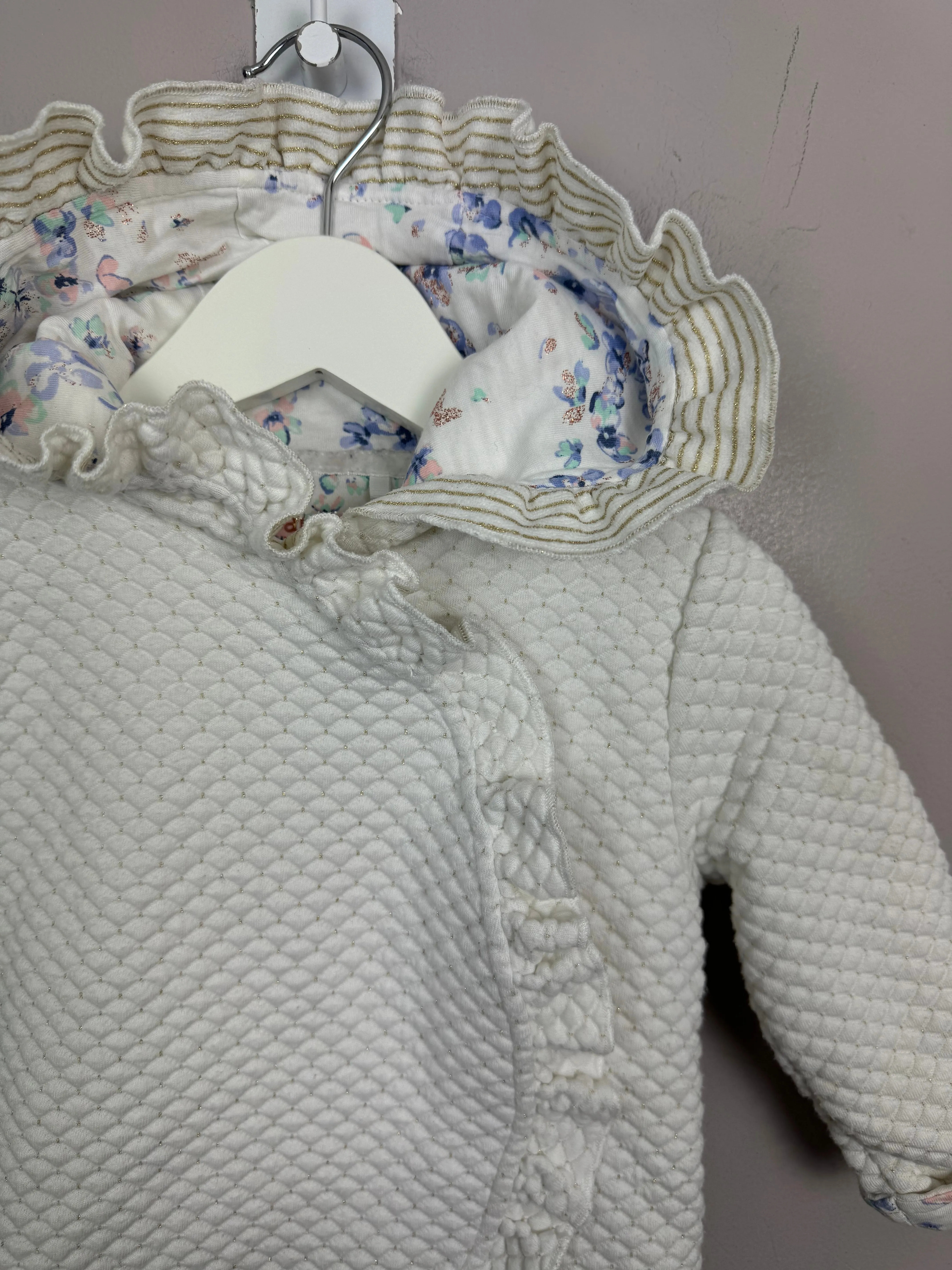 Baker White Quilted Snuggle suit 9-12m