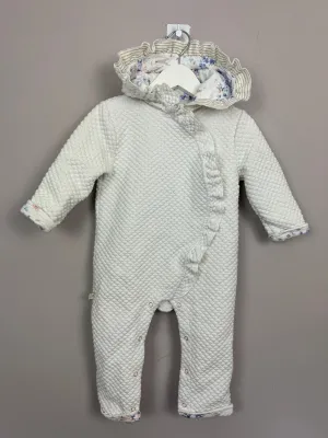 Baker White Quilted Snuggle suit 9-12m