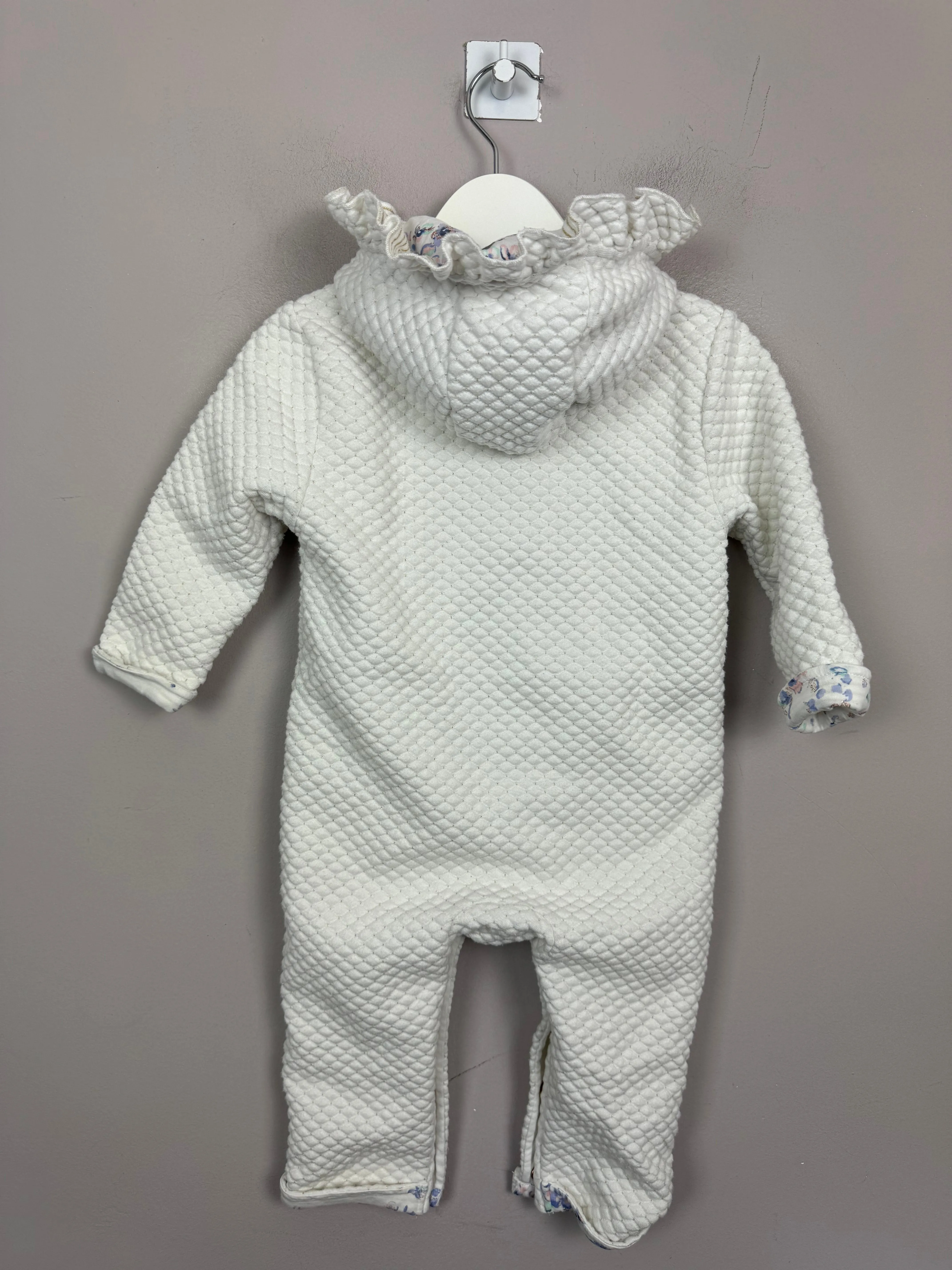 Baker White Quilted Snuggle suit 9-12m