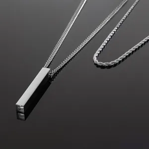 Bar & Rope Necklace Set Silver - 2 Pack