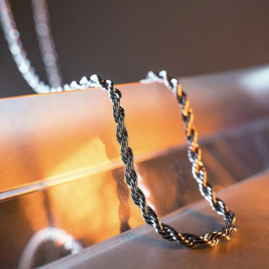 Bar & Rope Necklace Set Silver - 2 Pack
