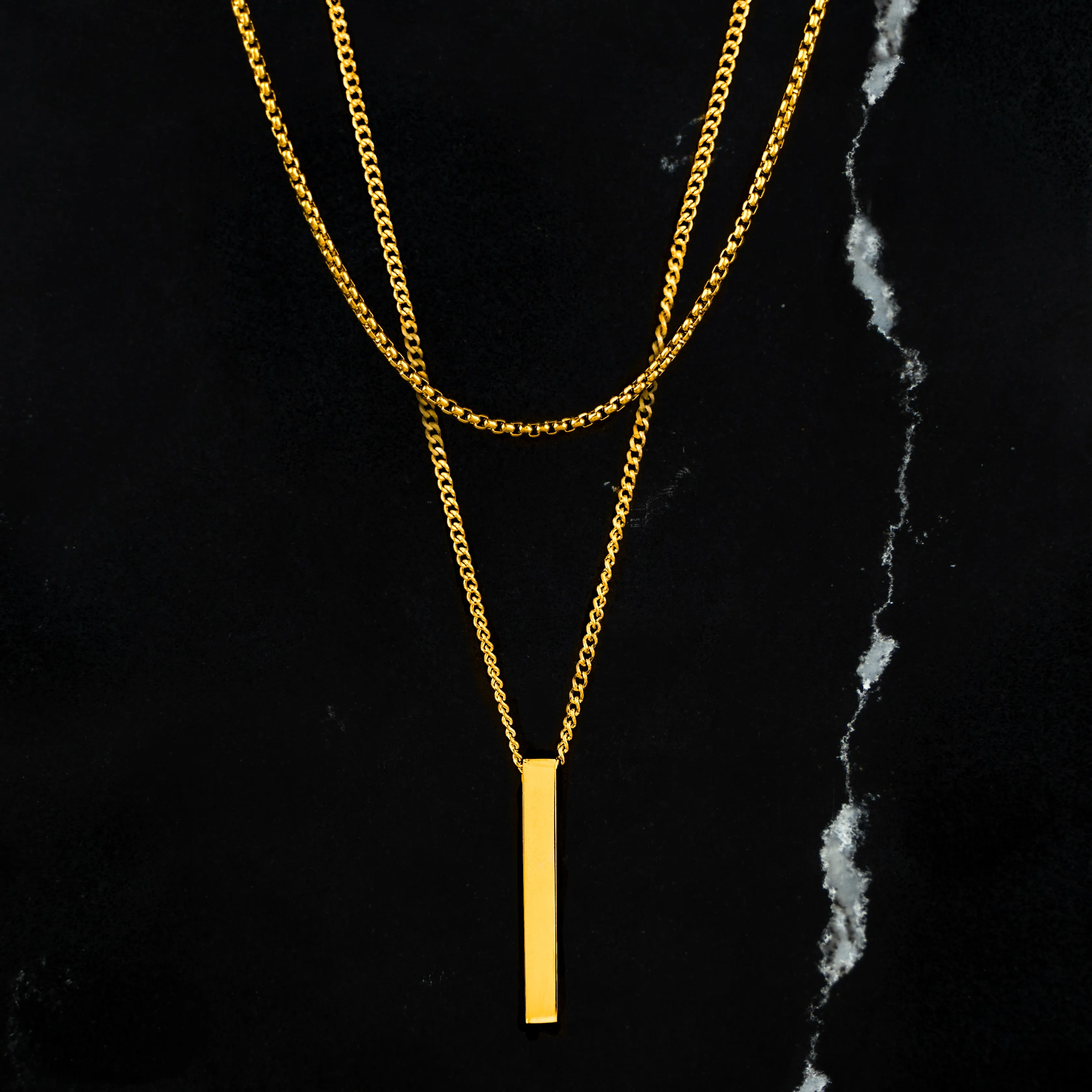 Bar Necklace Set (Silver) - 2 Pack
