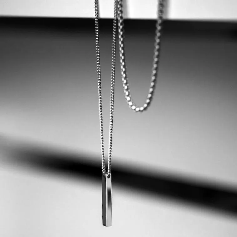 Bar Necklace Set (Silver) - 2 Pack