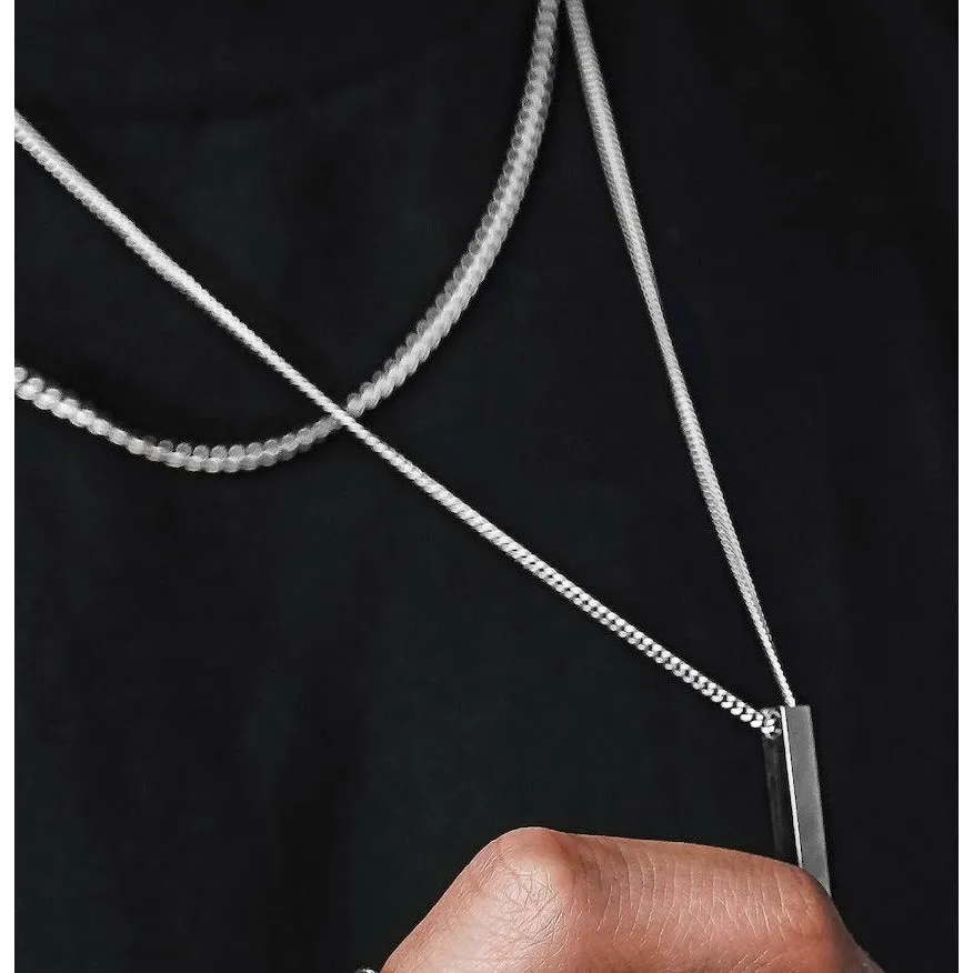 Bar Necklace Set (Silver) - 2 Pack