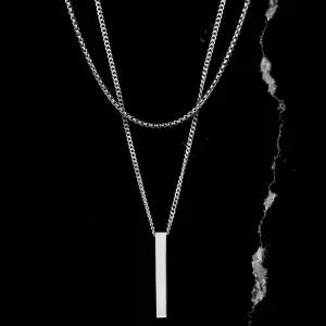 Bar Necklace Set (Silver) - 2 Pack