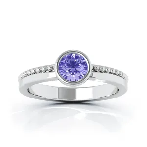 Bezel 5MM Tanzanite Bead Style Ring in 14K Gold