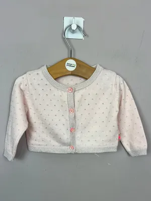 Billieblush pale pink/ silver fine knit cardigan 3m
