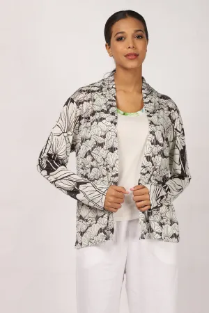 Black & White Floral Linen Cardigan